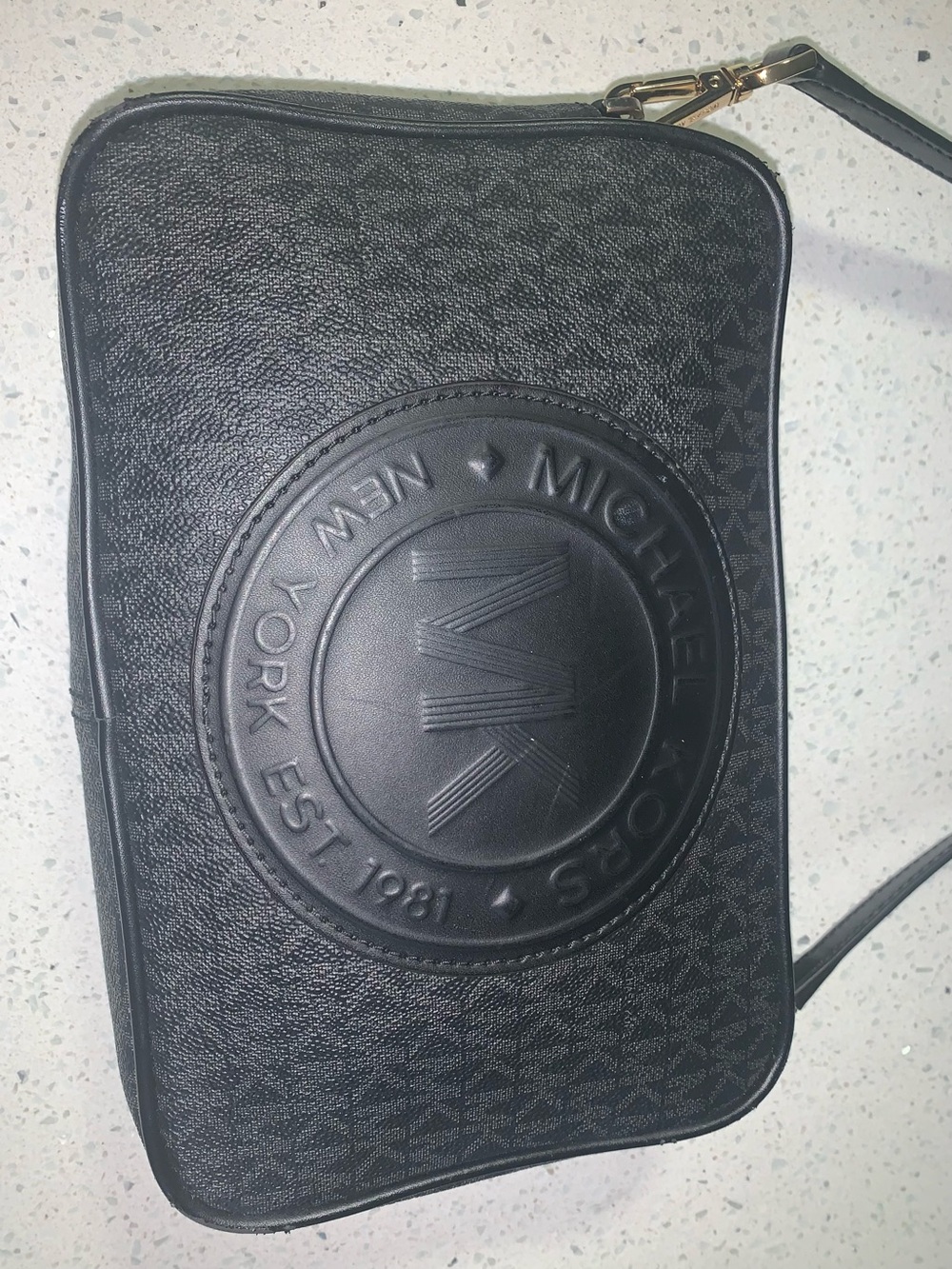 Michael Kors Black MK Embossed Crossbody Bag